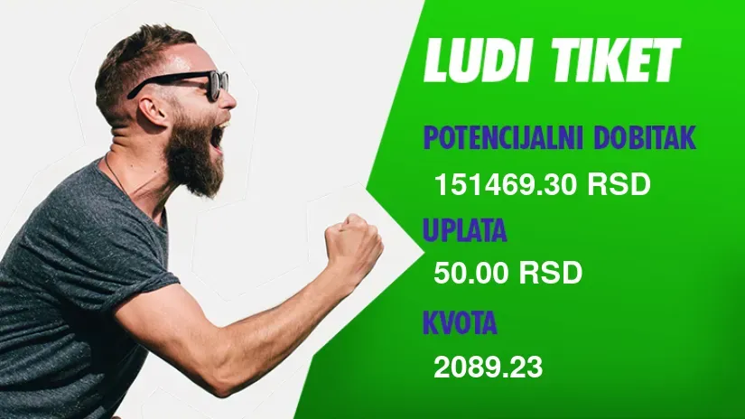 LUDI TIKET, petak, 151.469 dinara: Ovako se koketira s golovima