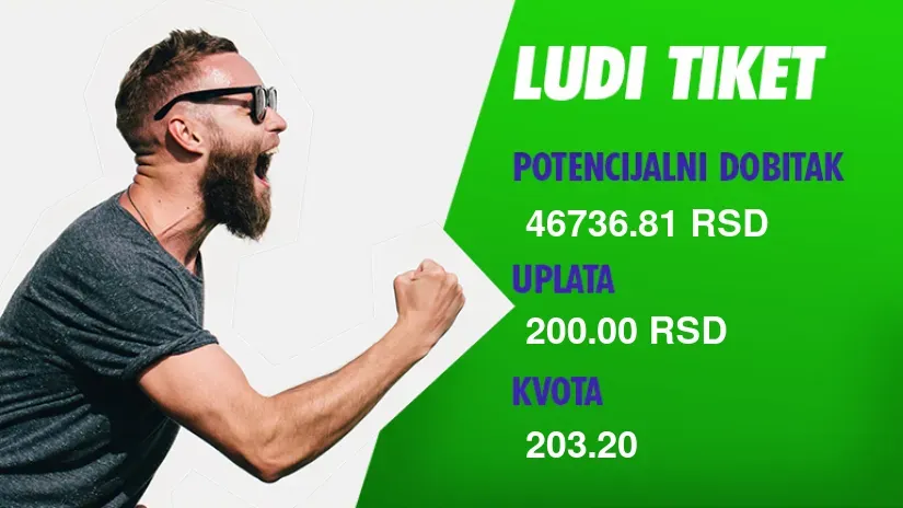 LUDI TIKET, ponedeljak, 46.736 dinara: Namirisao je pobedu Voše nad Parnim valjkom
