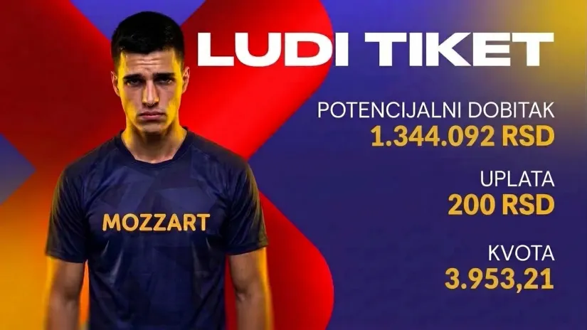 LUDI TIKET (-), sreda, 1.344.092 dinara: I, pade zmija od 24 para!